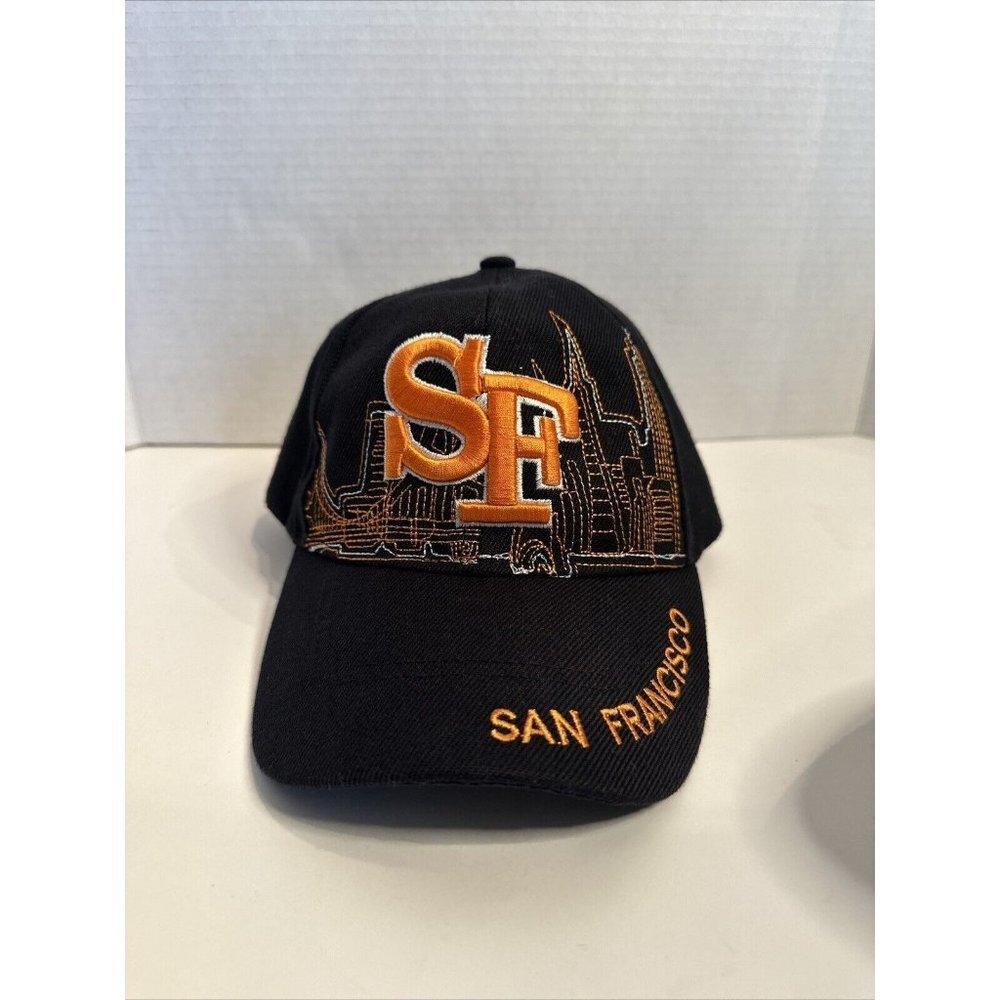 Lanza San Francisco CA City Skyline Black/White/Orange Ballcap USA embroidered‎